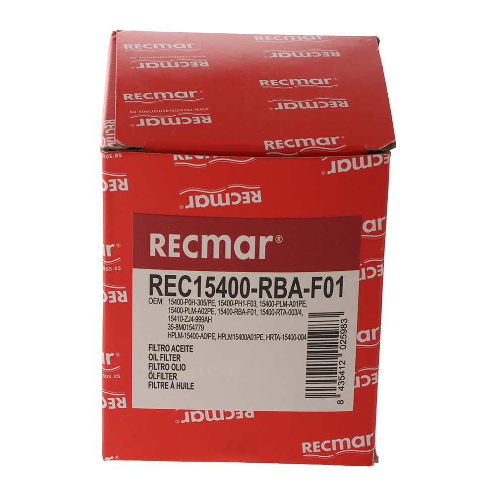 Recmar 15400-RBA-F01 Oil Filter for Honda 75-225HP Outboard Engines