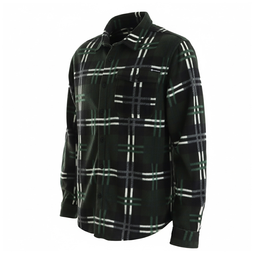 The Mad Hueys Skeleton Paradise Mens Fleece Shacket Oil Green