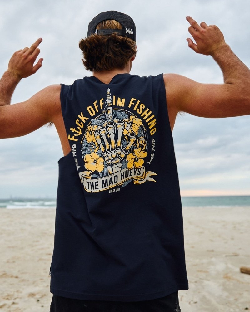 The Mad Hueys Fk Off Fish Mens Singlet