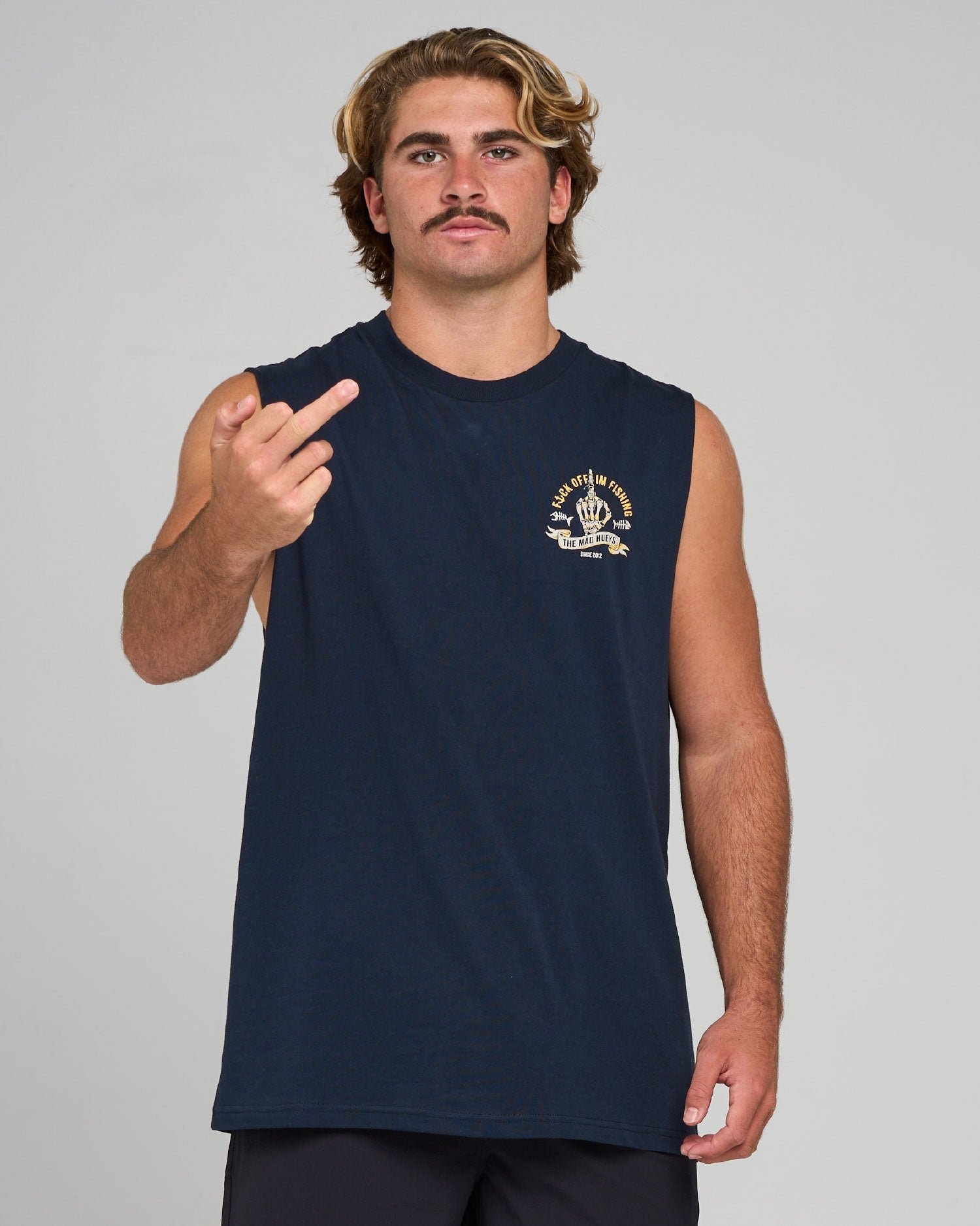 The Mad Hueys Fk Off Fish Mens Singlet