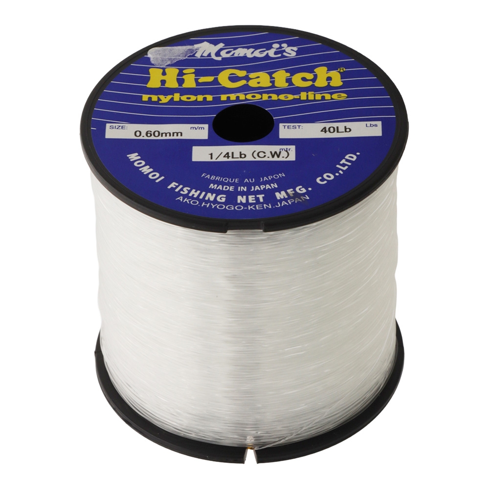 Momoi Hi-Catch Classic Nylon Mono Line 1/4lb Spool Clear 40lb 0.60mm 350m