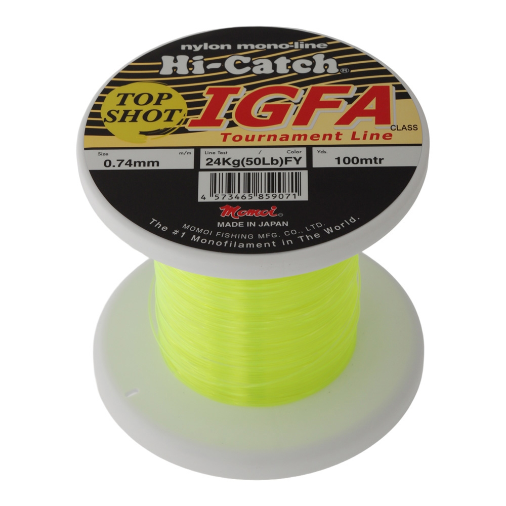 Momoi Hi-Catch IGFA Tournament Top Shot Mono Line Fluorescent Yellow 100m 50lb 0.74mm