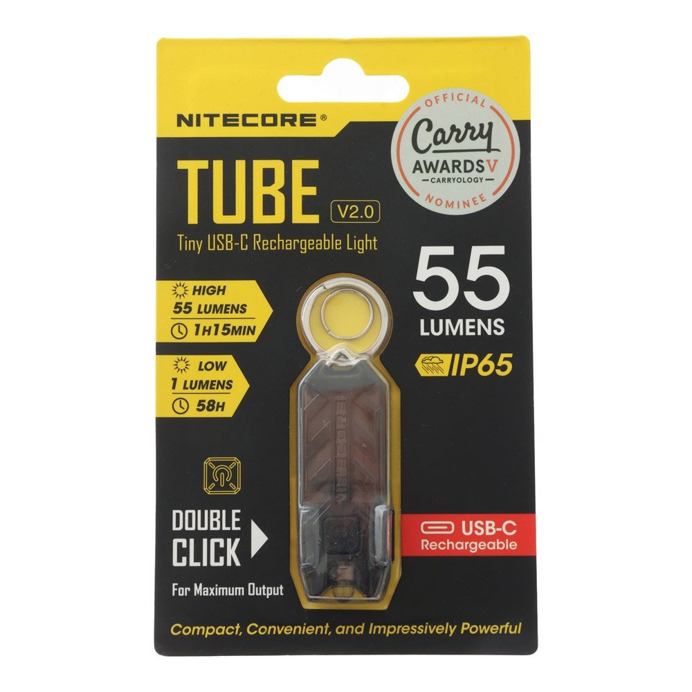 NITECORE Tube V2 LED Key Chain Flashlight Black 55 Lumen