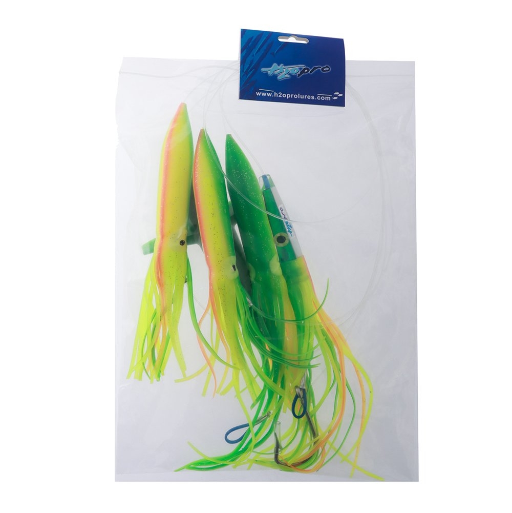 H2O Pro Hummingbird Bulb Squid Daisy Chain with Mean Machine Stinger Green/Yellow/Orange