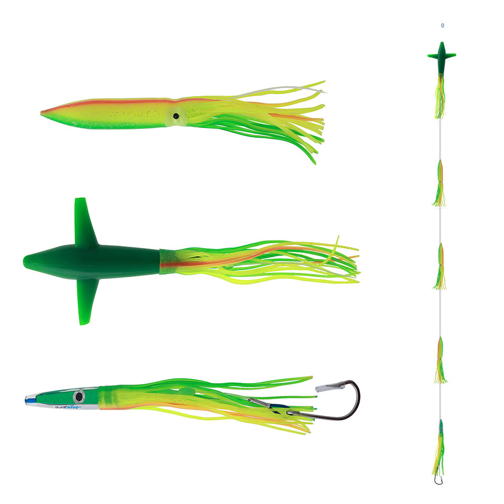 H2O Pro Hummingbird Bulb Squid Daisy Chain with Mean Machine Stinger Green/Yellow/Orange