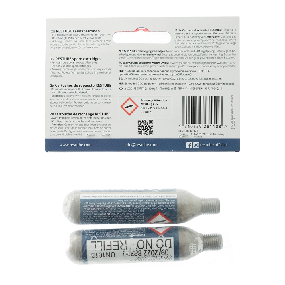 Restube CO2 Replacement Cartridge 10.9g 2-Pack 