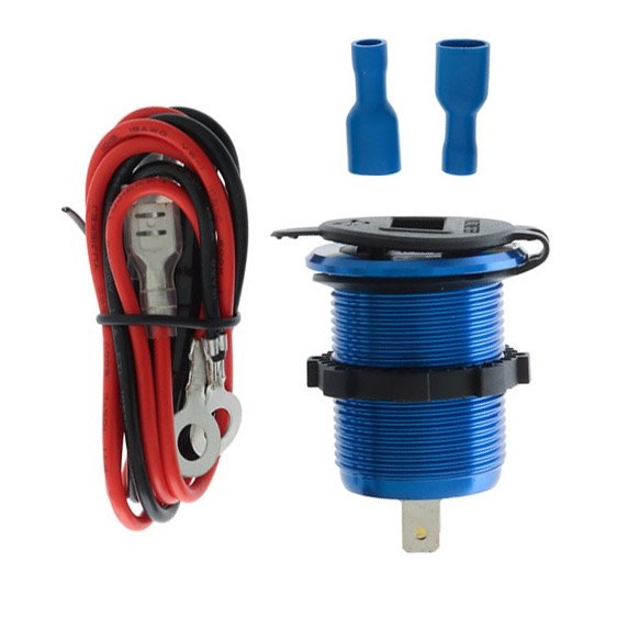 Waterproof Dual USB Vehicle Fast Charger with Voltmeter 12/24V