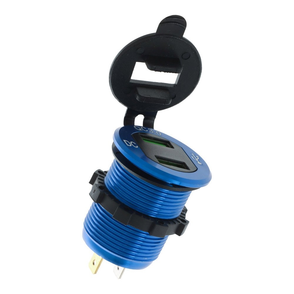 Waterproof Dual USB Vehicle Fast Charger with Voltmeter 12/24V