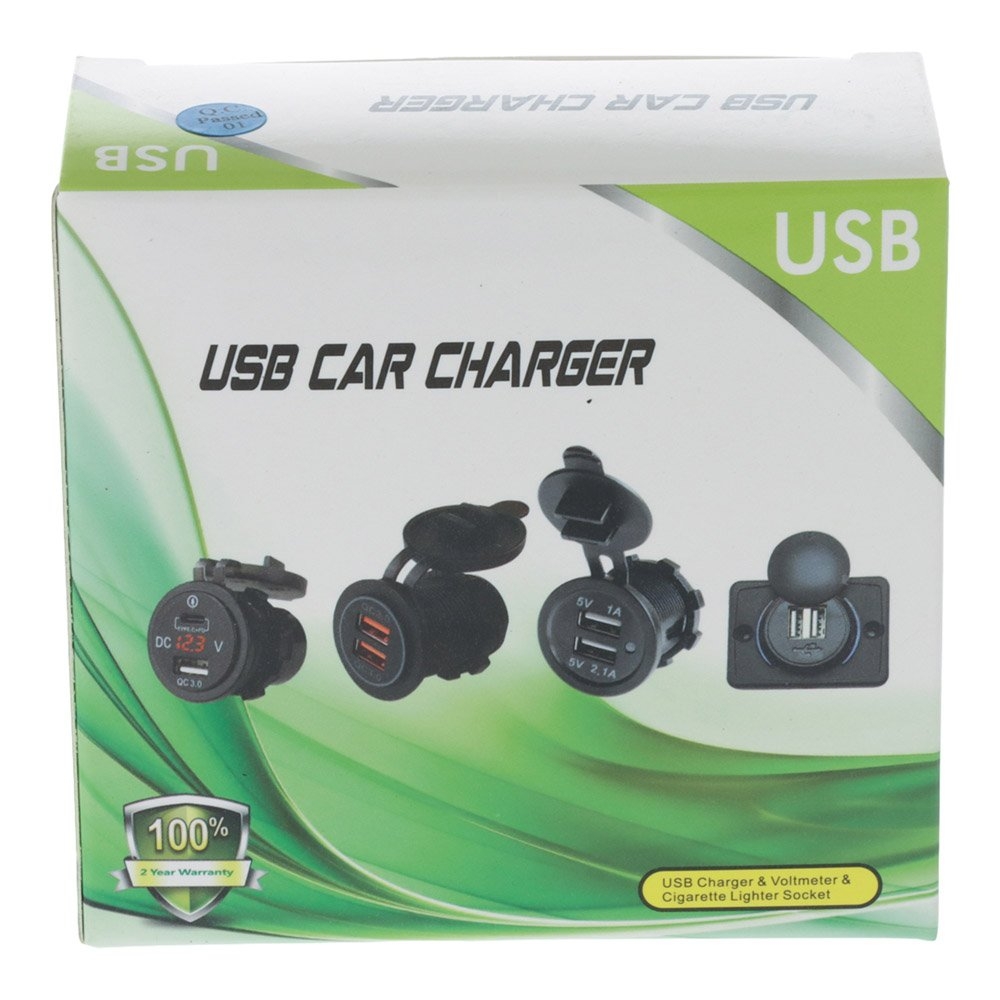 Waterproof Dual USB Fast Charger Socket with LED Light Ring 12/24V