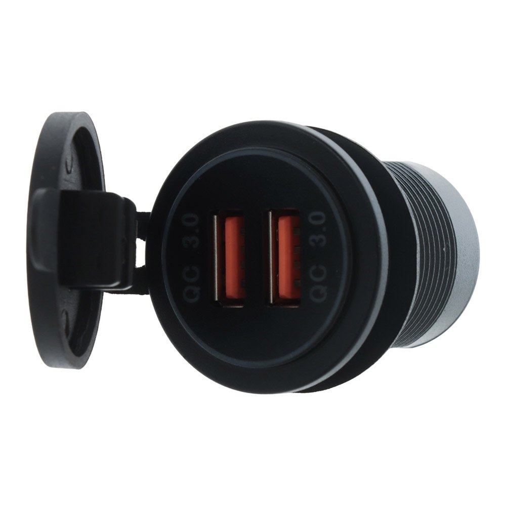 Waterproof Dual USB Fast Charger Socket with LED Light Ring 12/24V