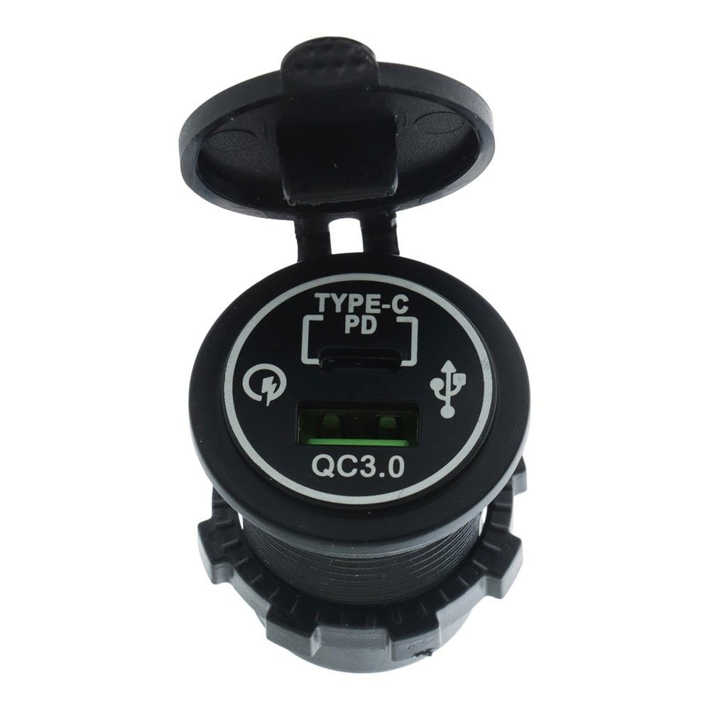 Waterproof USB and USB-C Fast Charger Socket 12/24V