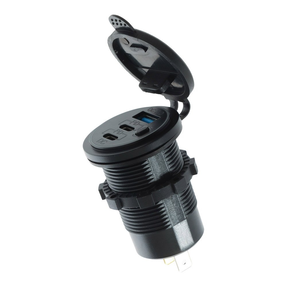 Waterproof Triple USB Fast Charger Socket with Switch 12/24V