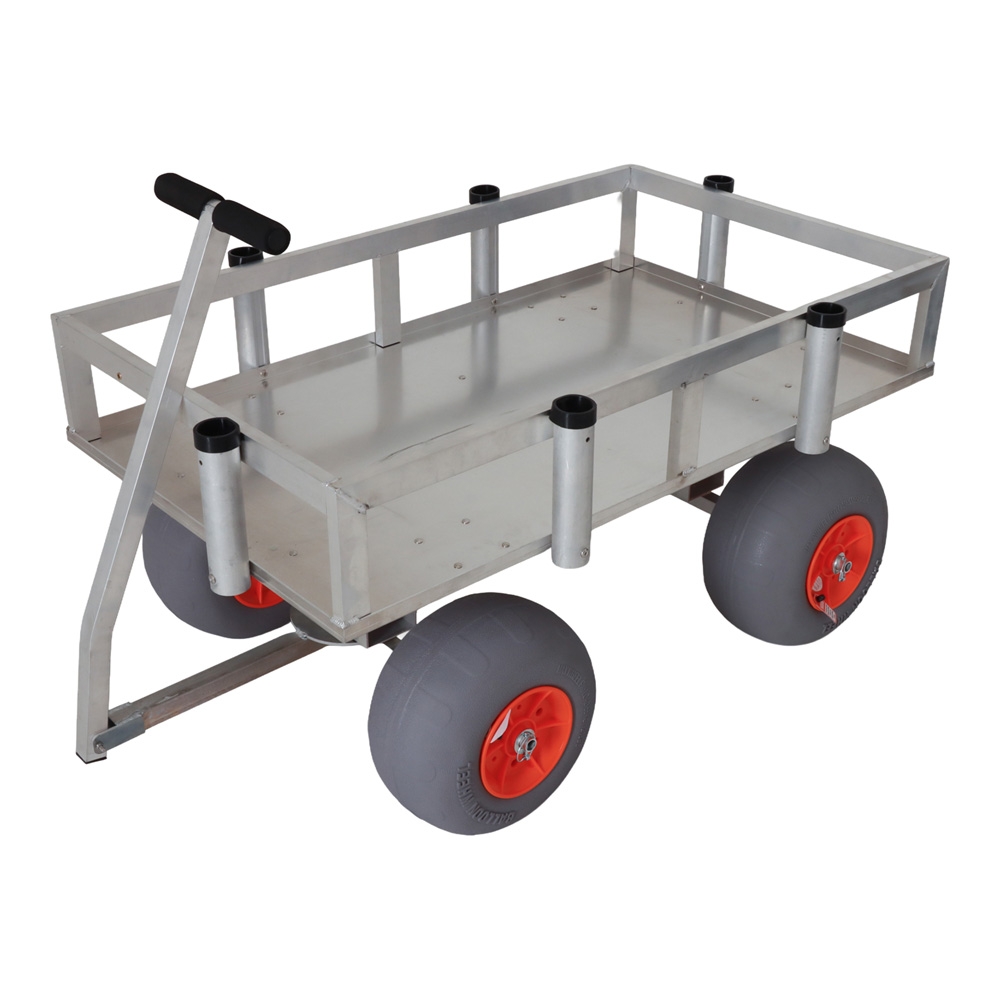 Aluminium Beach Cart with Balloon Wheels and 8 Rod Holders - 227kg Capacity