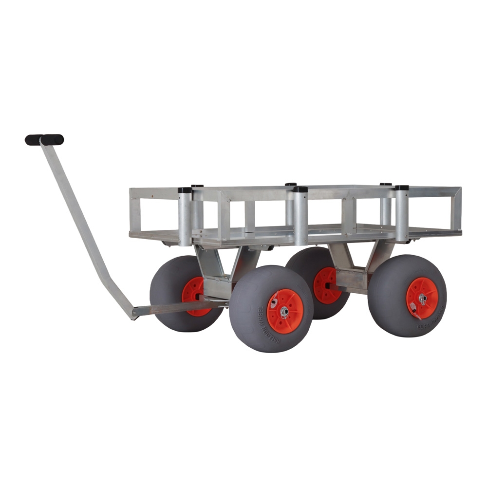 Aluminium Beach Cart with Balloon Wheels and 8 Rod Holders - 227kg Capacity