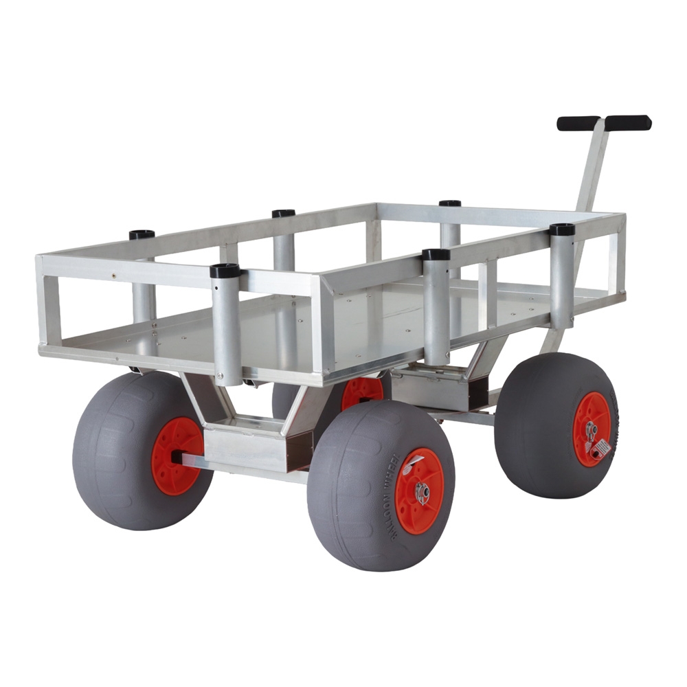 Aluminium Beach Cart with Balloon Wheels and 8 Rod Holders - 227kg Capacity