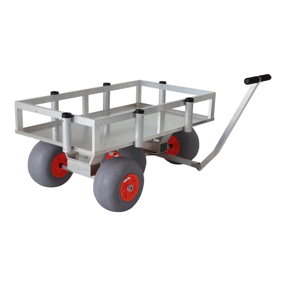 Aluminium Beach Cart with Balloon Wheels and 8 Rod Holders - 227kg Capacity
