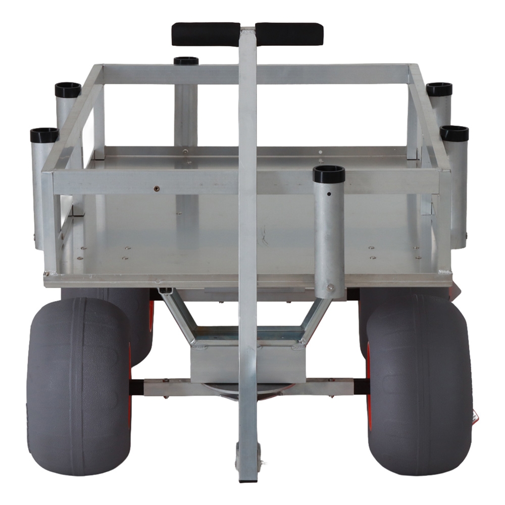 Aluminium Beach Cart with Balloon Wheels and 8 Rod Holders - 227kg Capacity