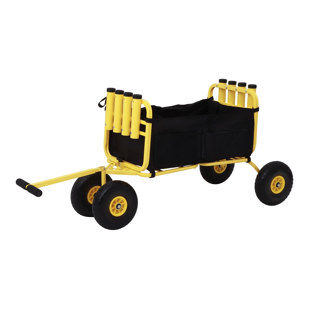 Foldable Beach Cart with Inflatable Wheels and 8 Rod Holders - 136kg Capacity