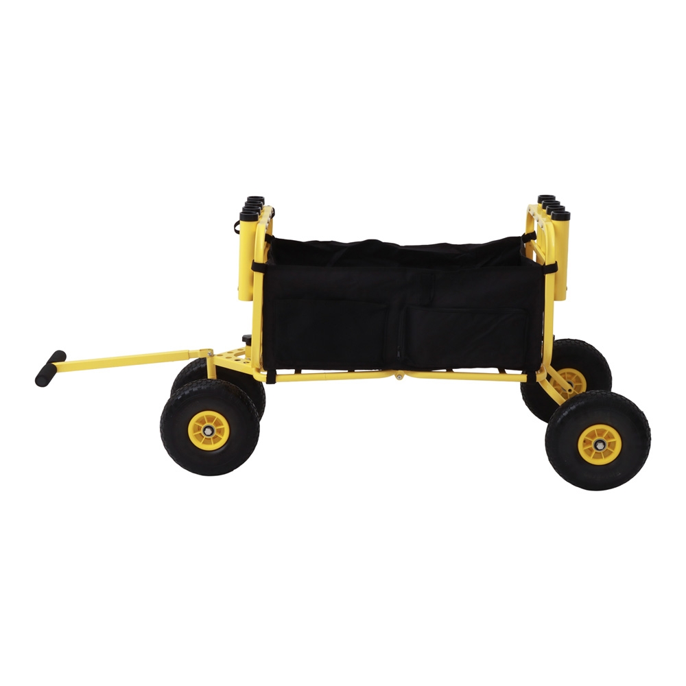 Foldable Beach Cart with Inflatable Wheels and 8 Rod Holders - 136kg Capacity