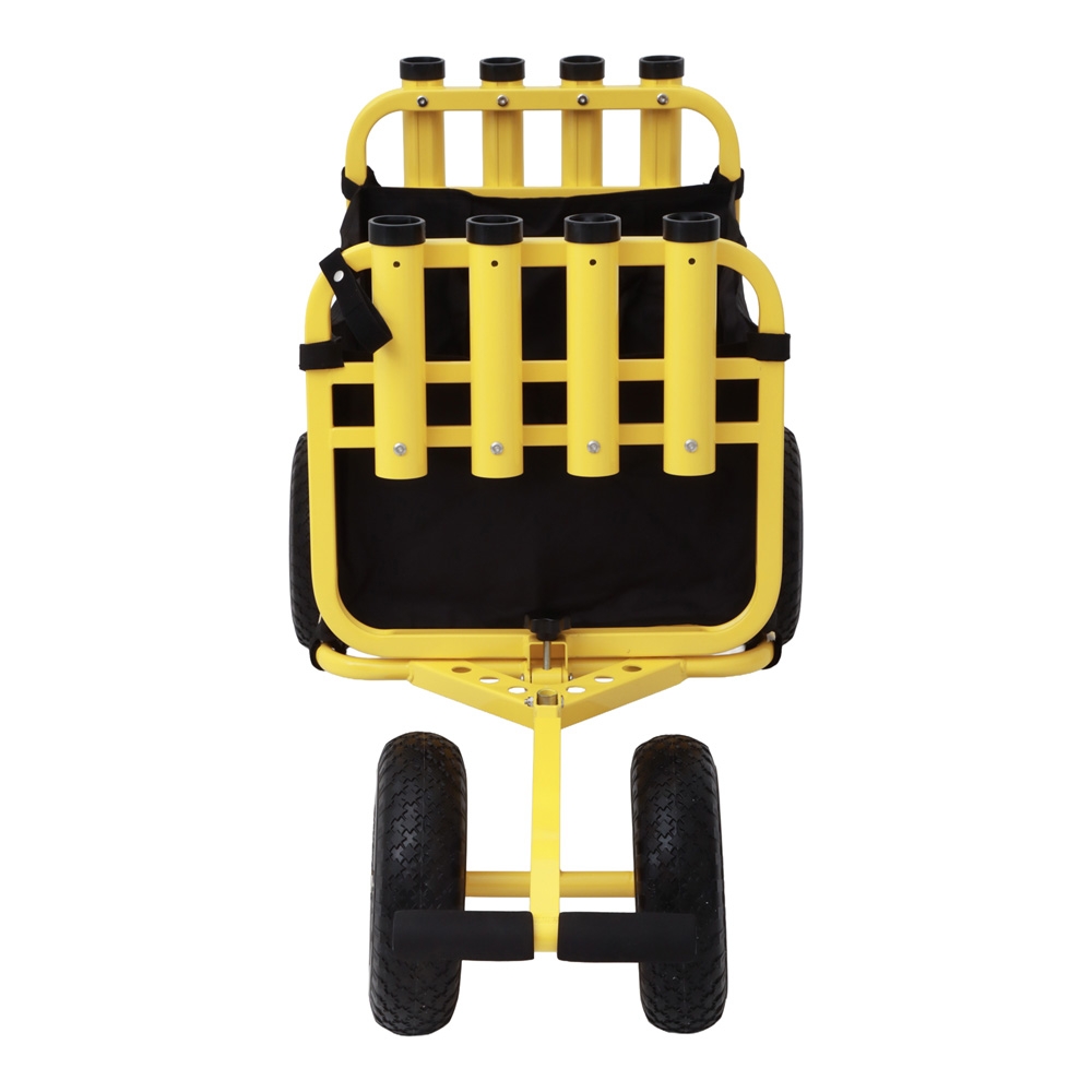 Foldable Beach Cart with Inflatable Wheels and 8 Rod Holders - 136kg Capacity