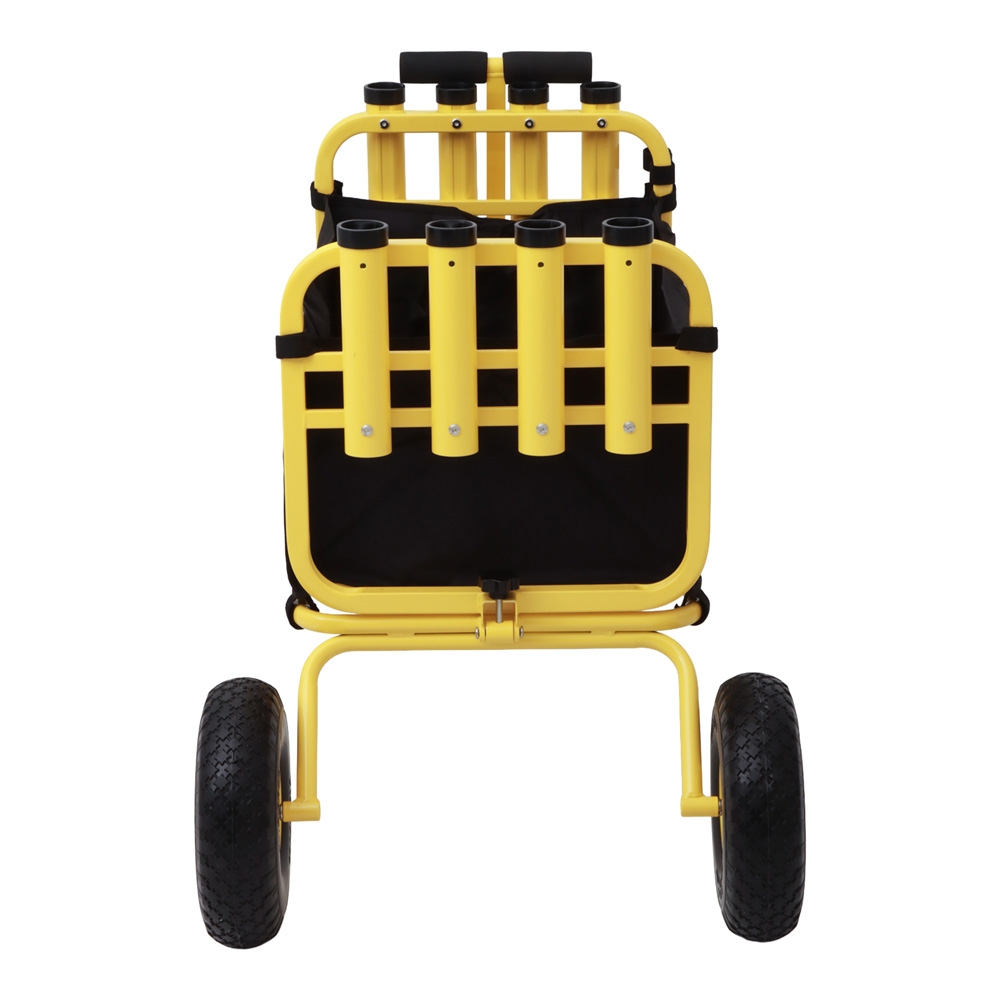 Foldable Beach Cart with Inflatable Wheels and 8 Rod Holders - 136kg Capacity