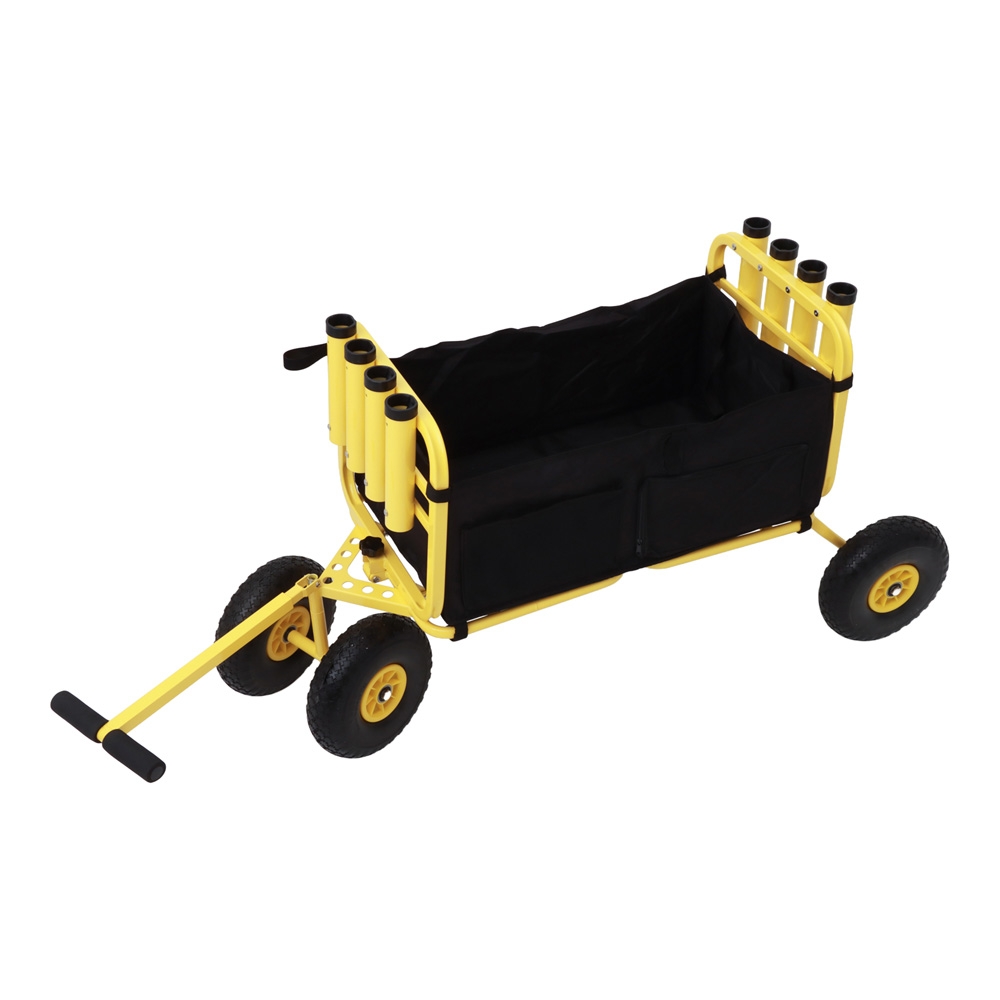 Foldable Beach Cart with Inflatable Wheels and 8 Rod Holders - 136kg Capacity