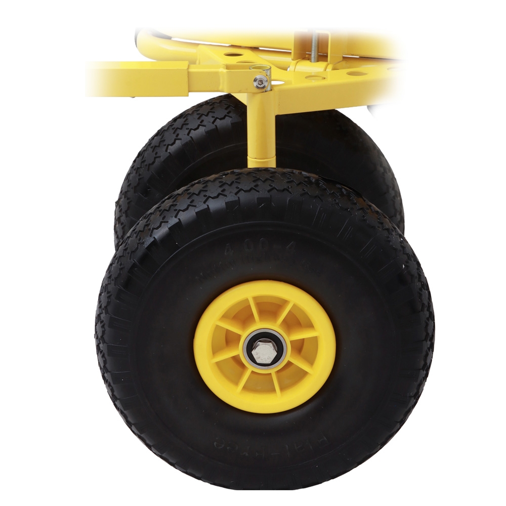 Foldable Beach Cart with Inflatable Wheels and 8 Rod Holders - 136kg Capacity