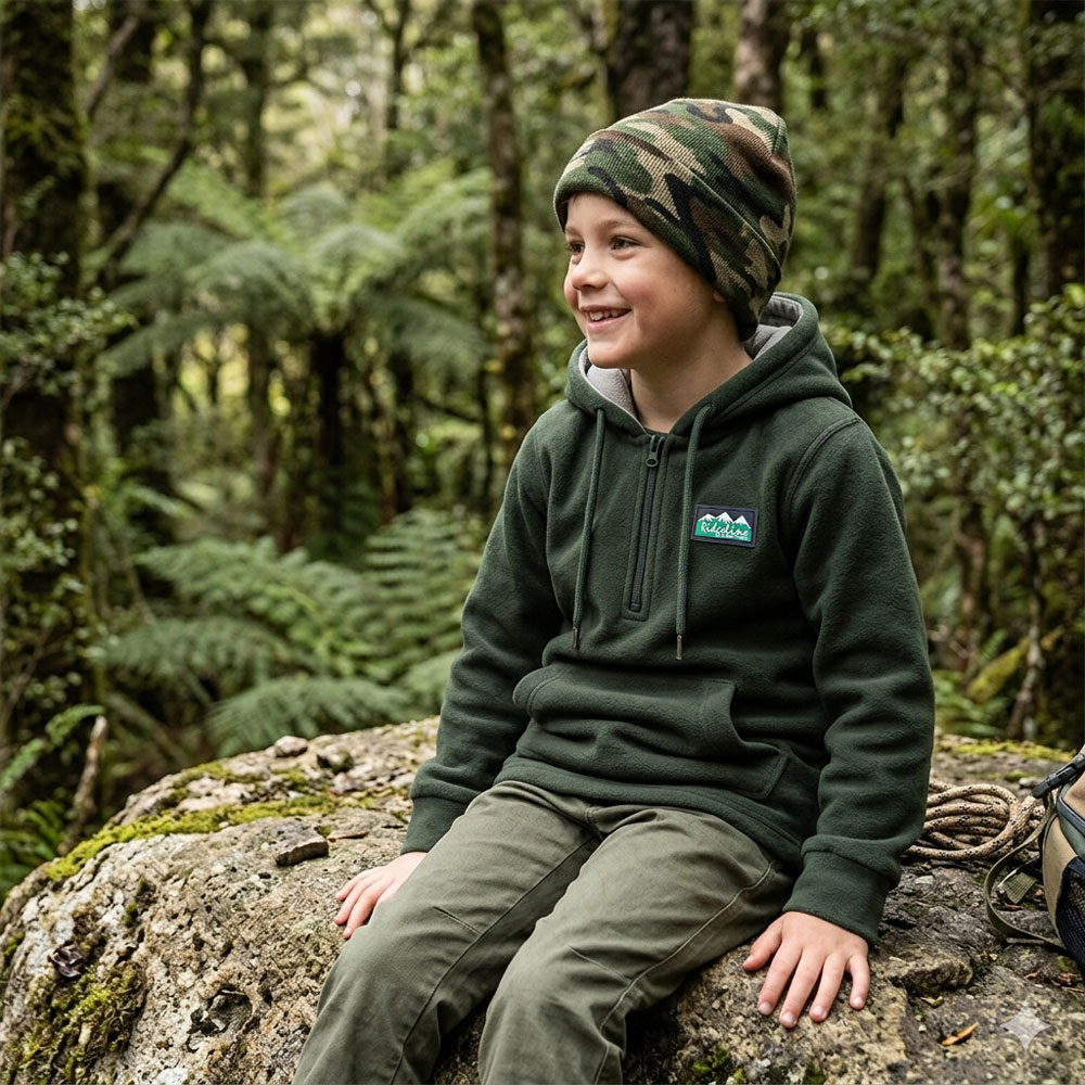 Ridgeline Ballistic Kids 275gsm Fleece Hoodie Deep Forest