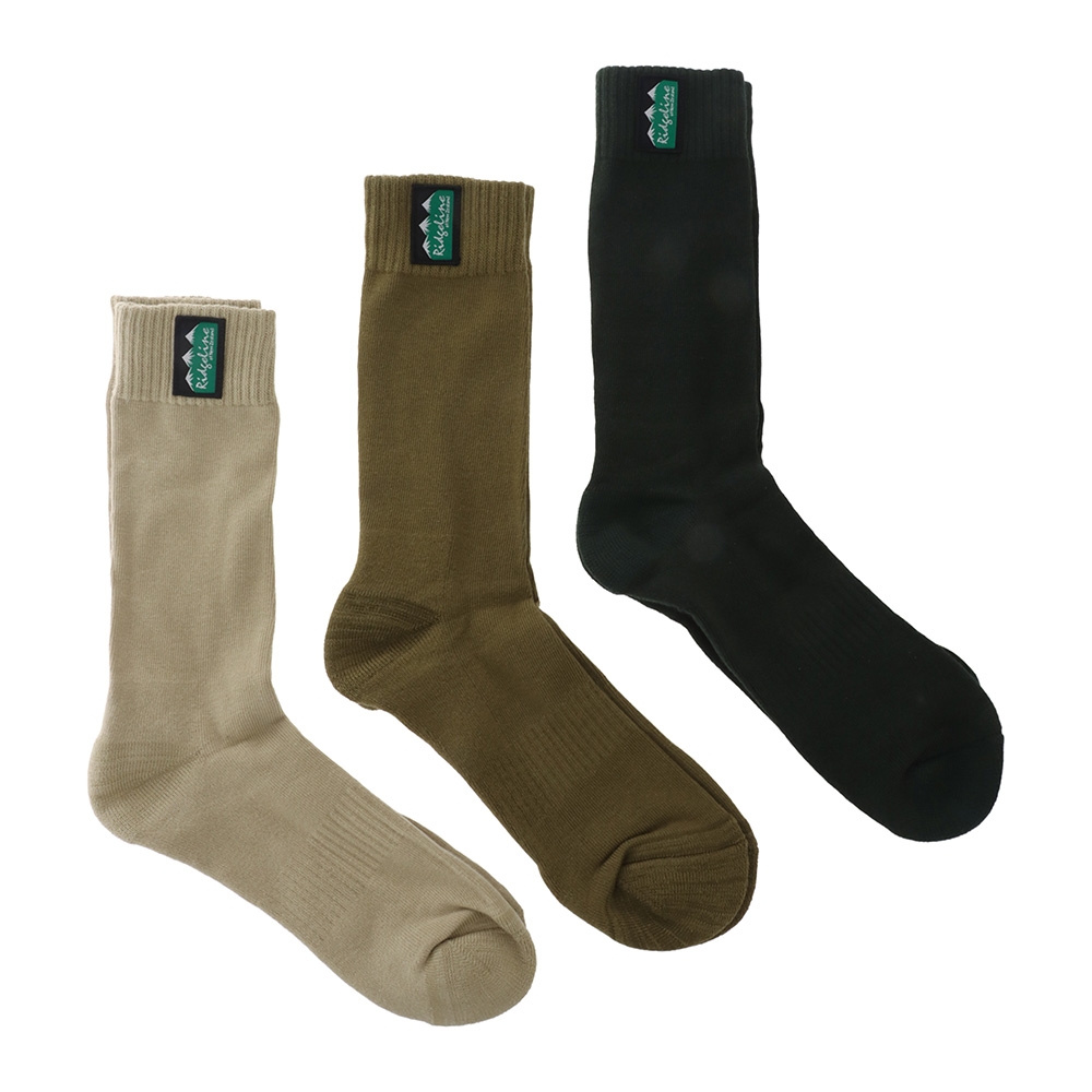 Ridgeline Cotton Work Socks 3-Pack Olive Mid Length