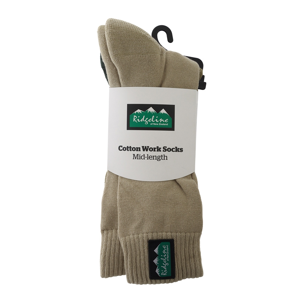 Ridgeline Cotton Work Socks 3-Pack Mid Length
