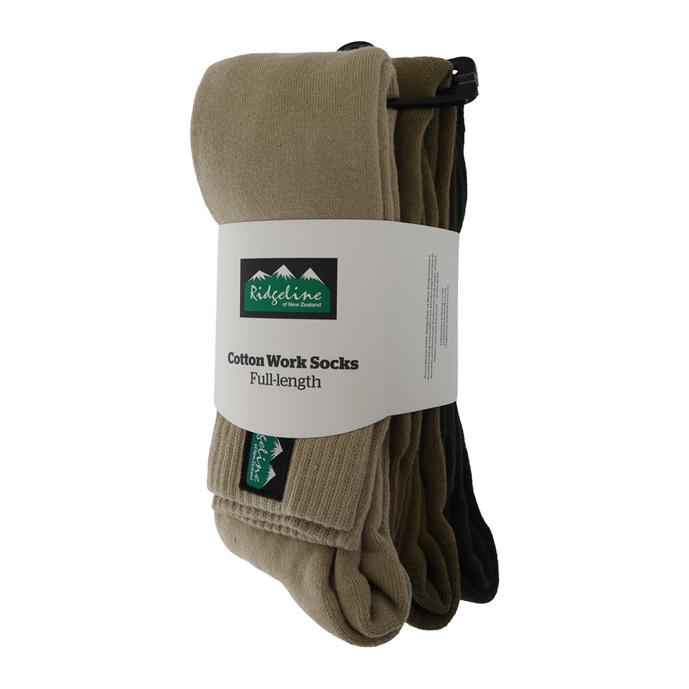 Ridgeline Cotton Work Socks 3-Pack Full Length
