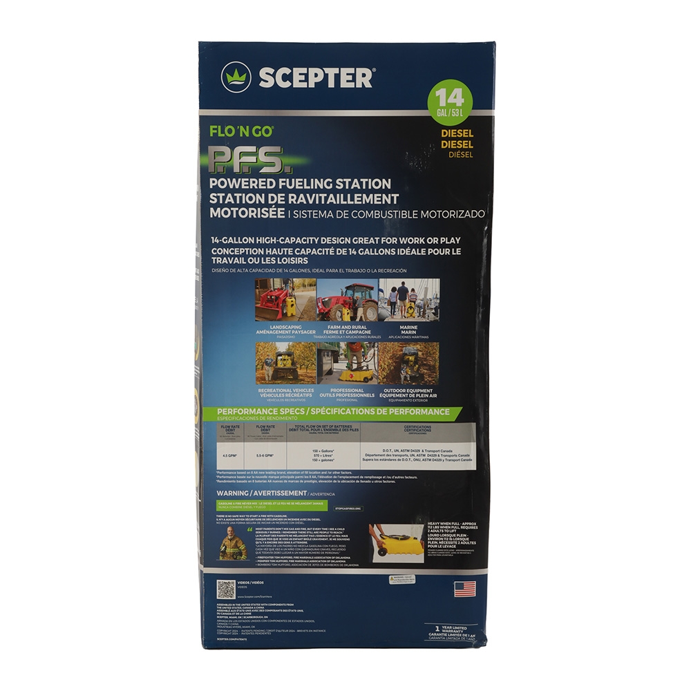 Scepter Portable Powered Fuel Station 53L Diesel / Yellow