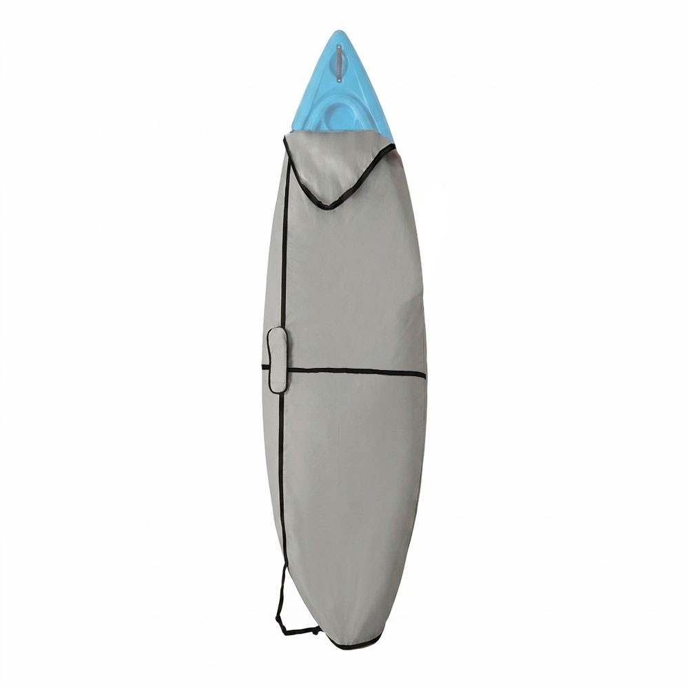 Heavy-Duty 600D Waterproof Kayak Cover with Adjustable Shoulder Strap Grey Large 4.2m-4.6m