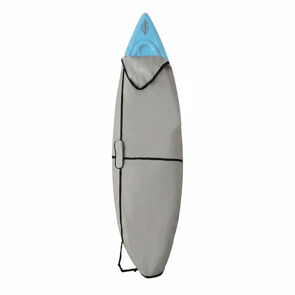 Heavy-Duty 600D Waterproof Kayak Cover with Adjustable Shoulder Strap Grey