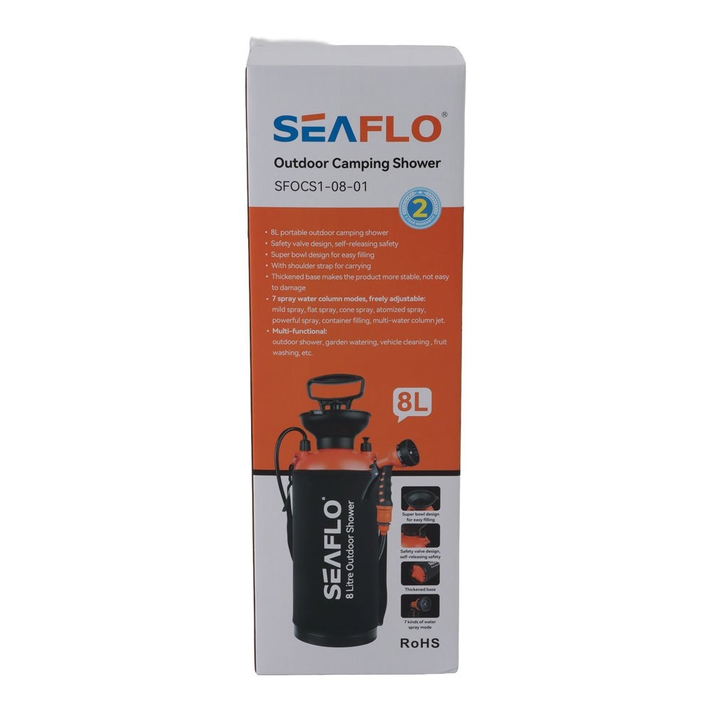 Seaflo Manual Portable Outdoor Camping Shower 8L 1.3m Hose