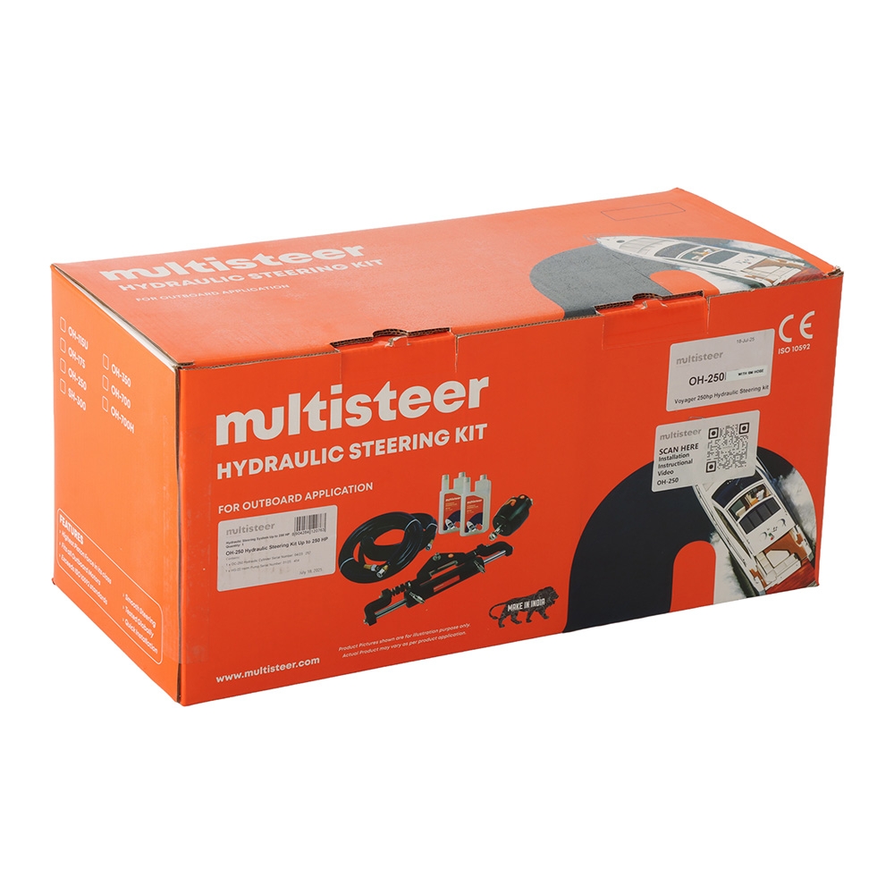 Multiflex Multisteer 250 Single Outboard Hydraulic Steering Kit 250HP with CR Hose