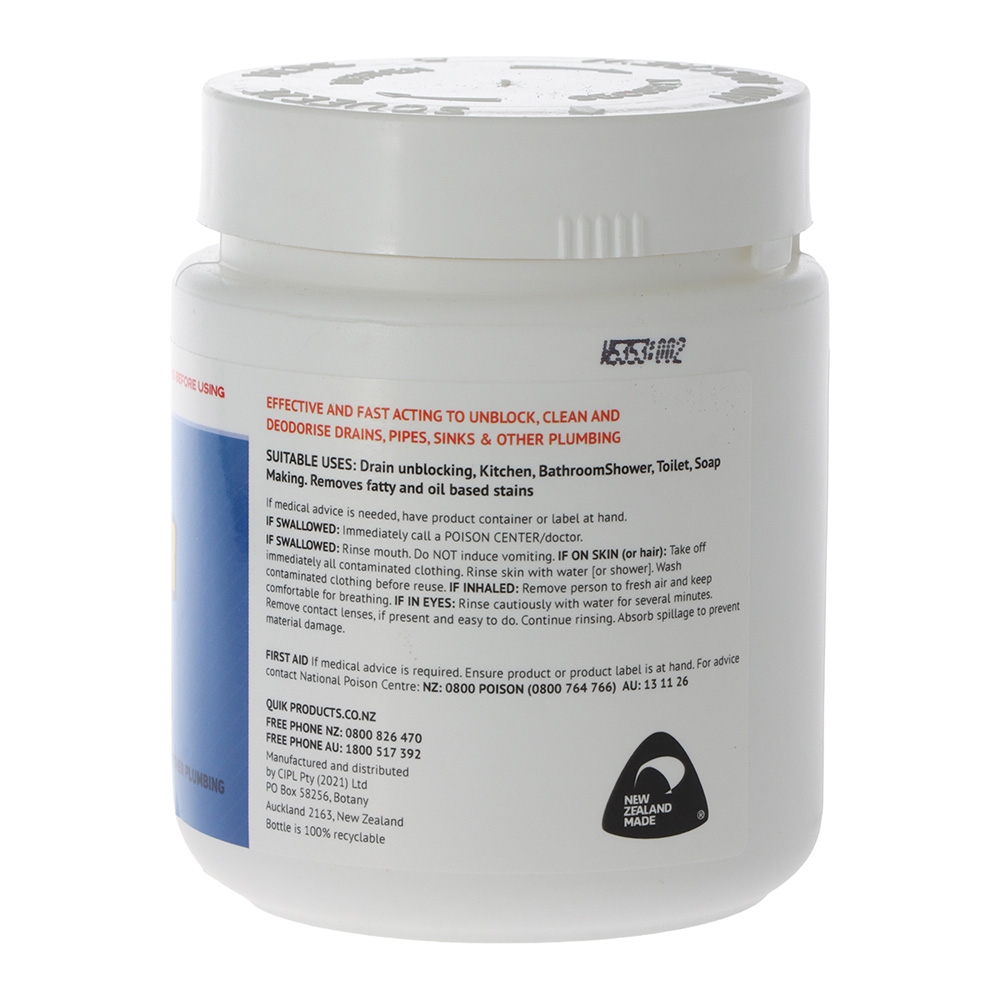 Quik Drain Unblocker Caustic Soda 500g