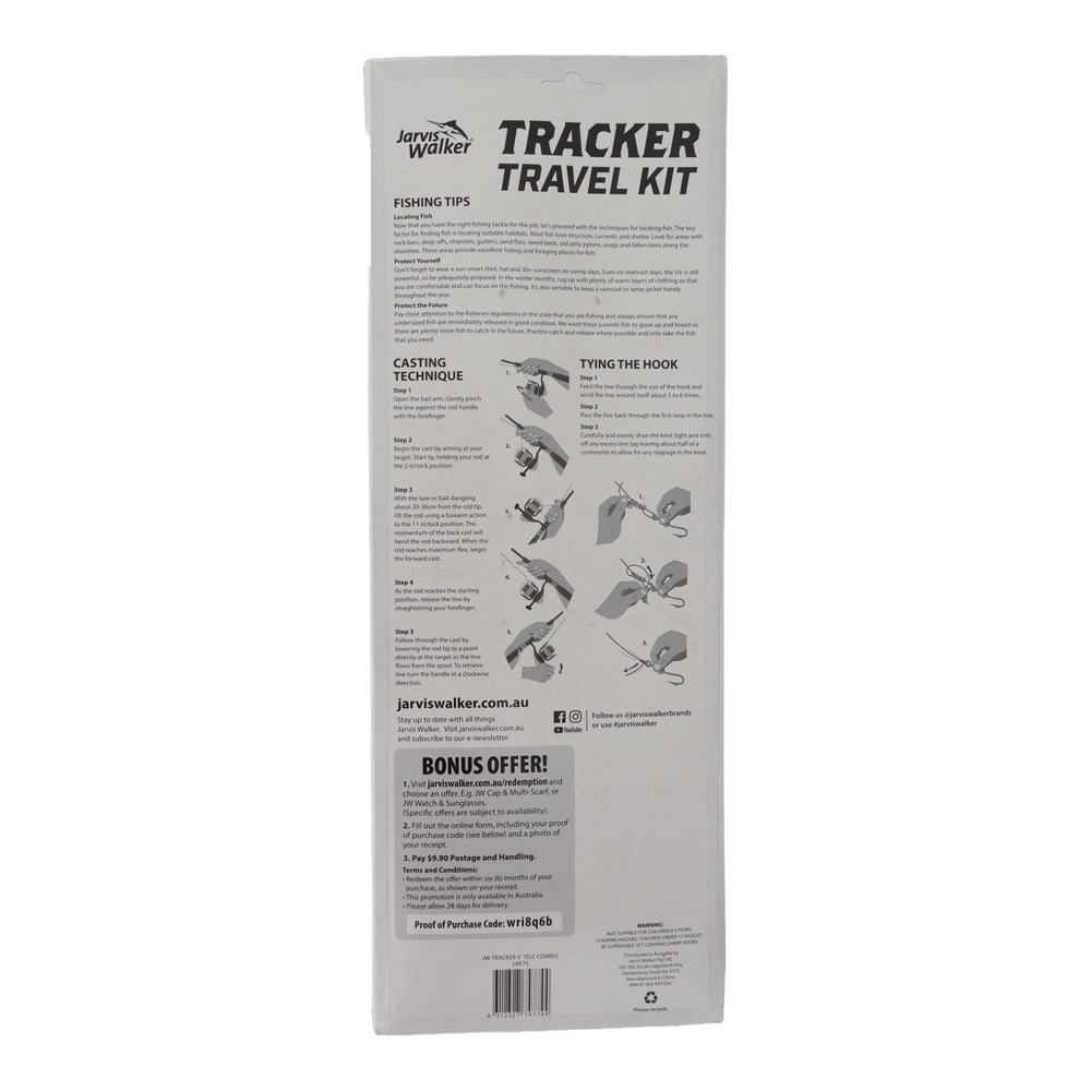 Jarvis Walker Tracker II Telescopic Travel Spin Combo with Line and Tackle 6ft 2-5kg
