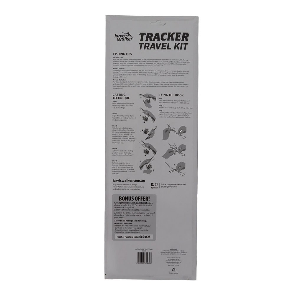 Jarvis Walker Tracker II Telescopic Travel Spin Combo with Line and Tackle 8ft 4-8kg