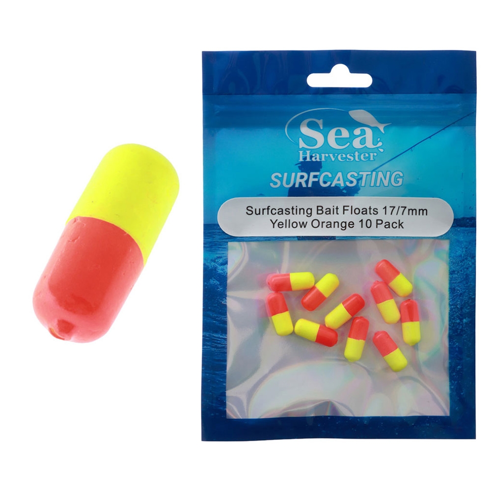 Sea Harvester Surfcasting Bait Floats 17 x 7mm Qty 10 Yellow Orange