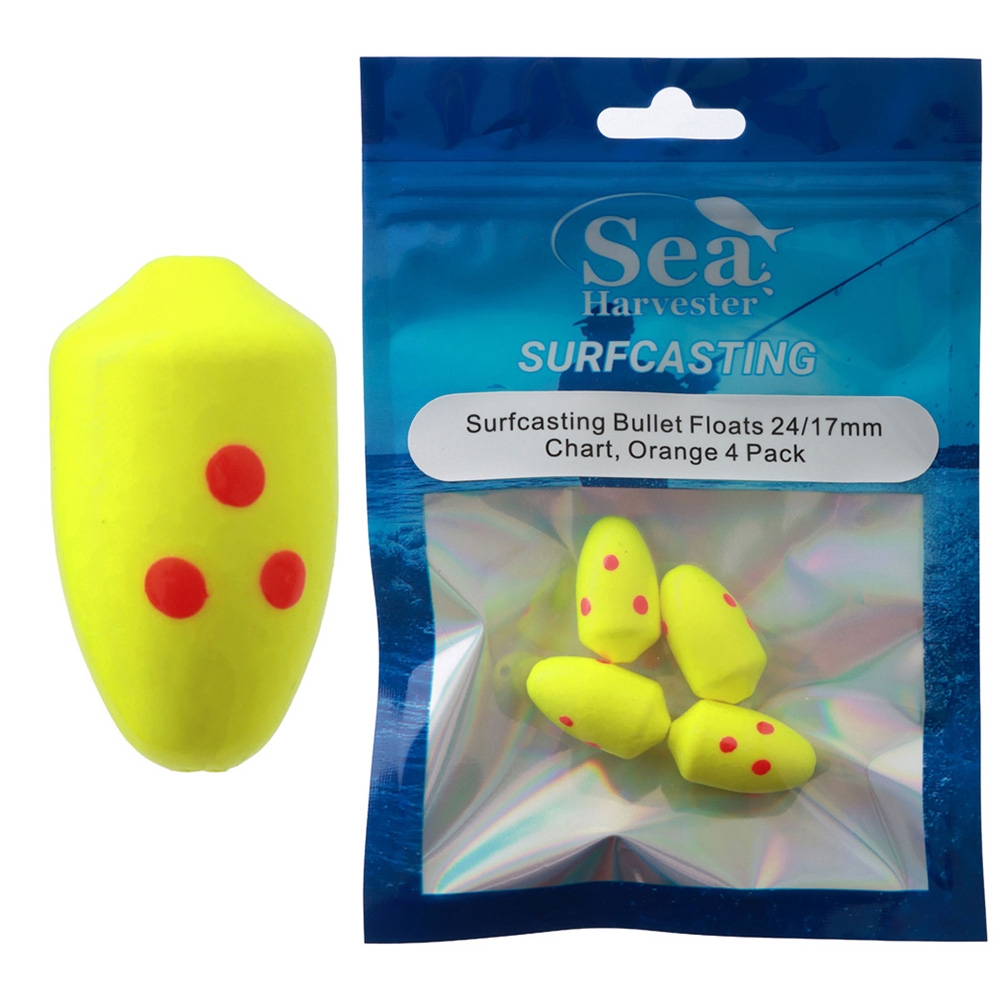Sea Harvester Surfcasting Bullet Floats 24 x 17mm Qty 4 Chartreuse Orange