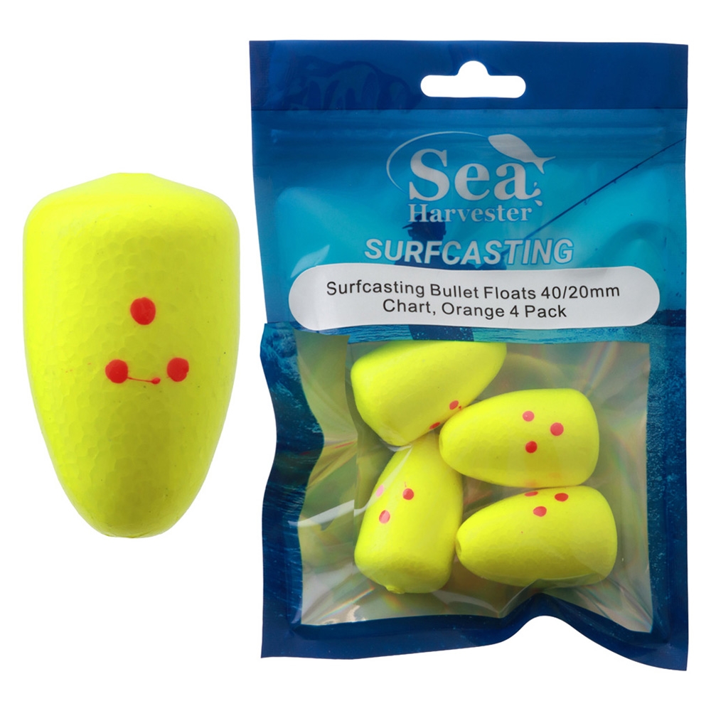 Sea Harvester Surfcasting Bullet Floats 40 x 20mm Qty 4 Chartreuse Orange