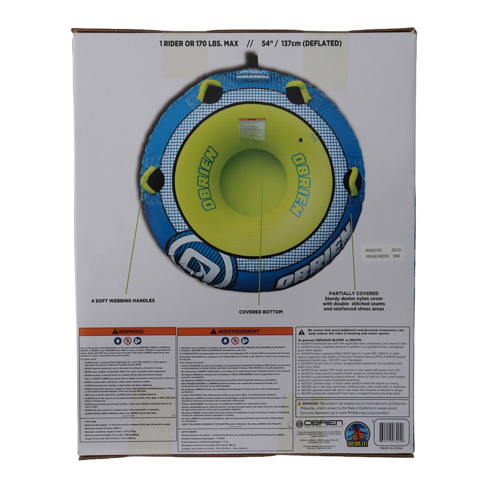 O'Brien Tubester 1-Person Towable Sea Biscuit Ski Tube 137cm Yellow