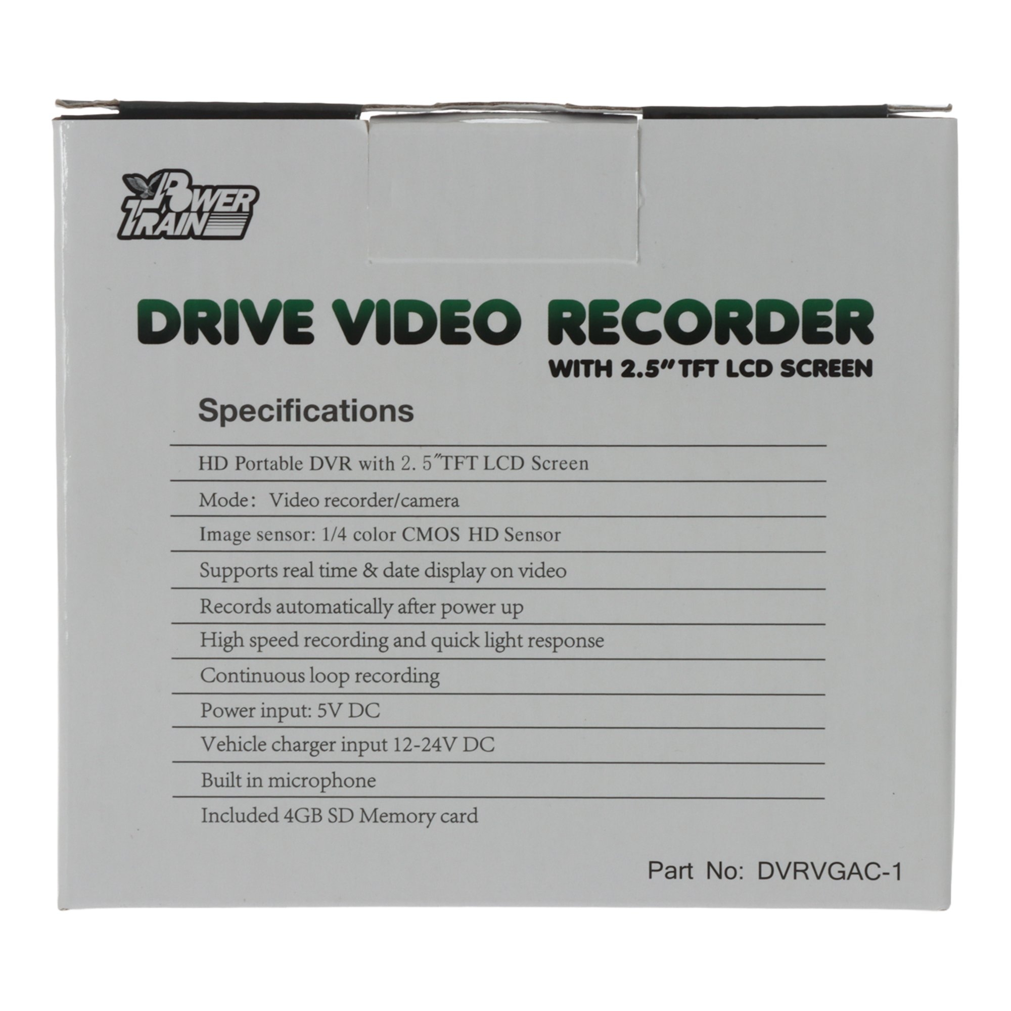 Powertrain Dash Cam with Motion Detection Sensor 12V/24V