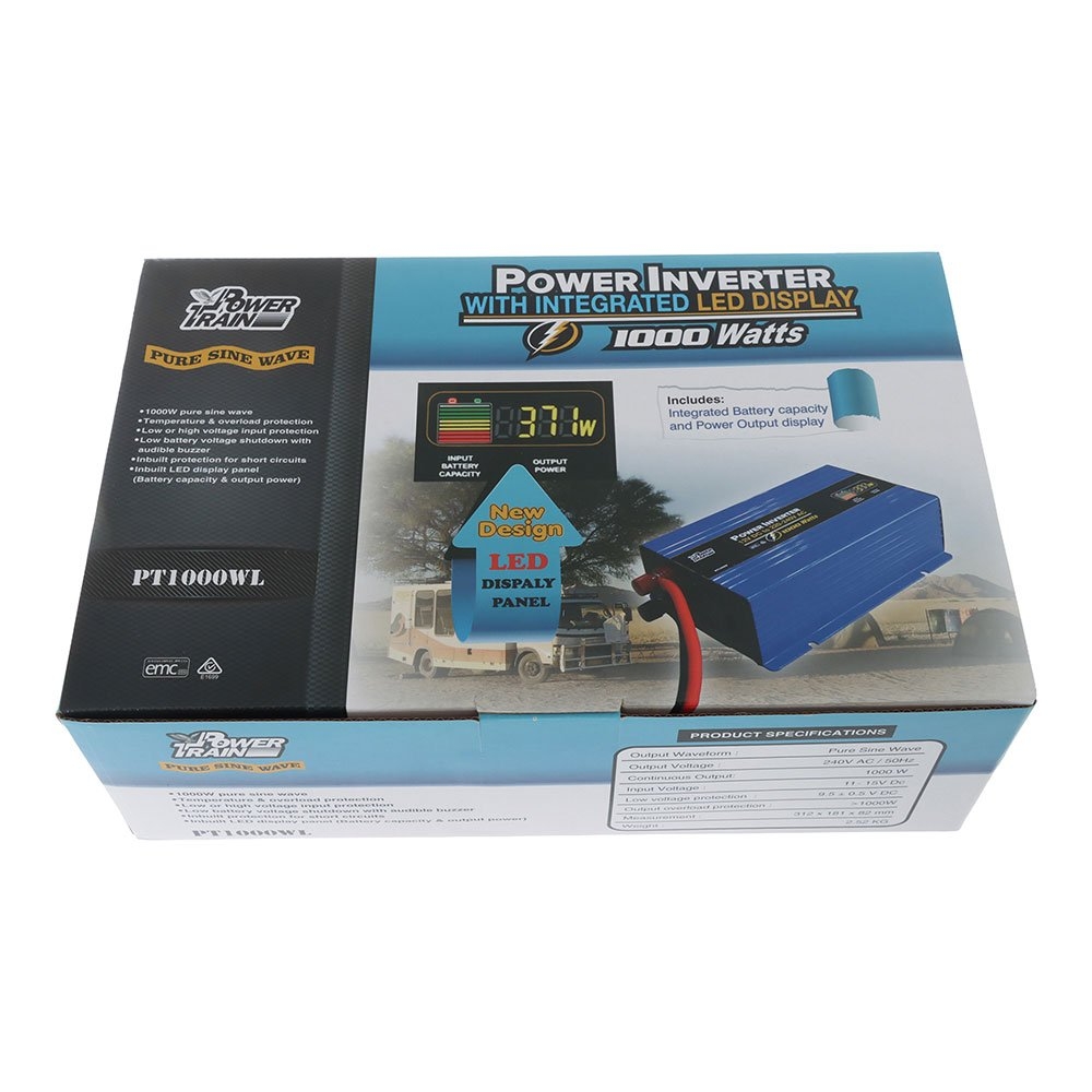 Powertrain Pure Sinewave Inverter with LED Display 1000W