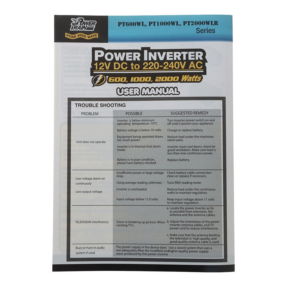 Powertrain Pure Sinewave Inverter with LED Display 1000W