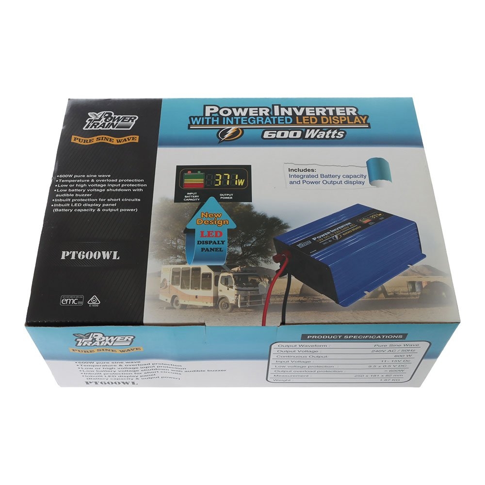 Powertrain Pure Sinewave Inverter with LED Display 600W