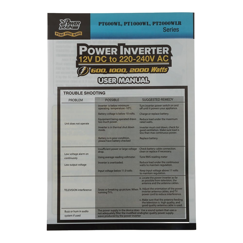 Powertrain Pure Sinewave Inverter with LED Display 600W