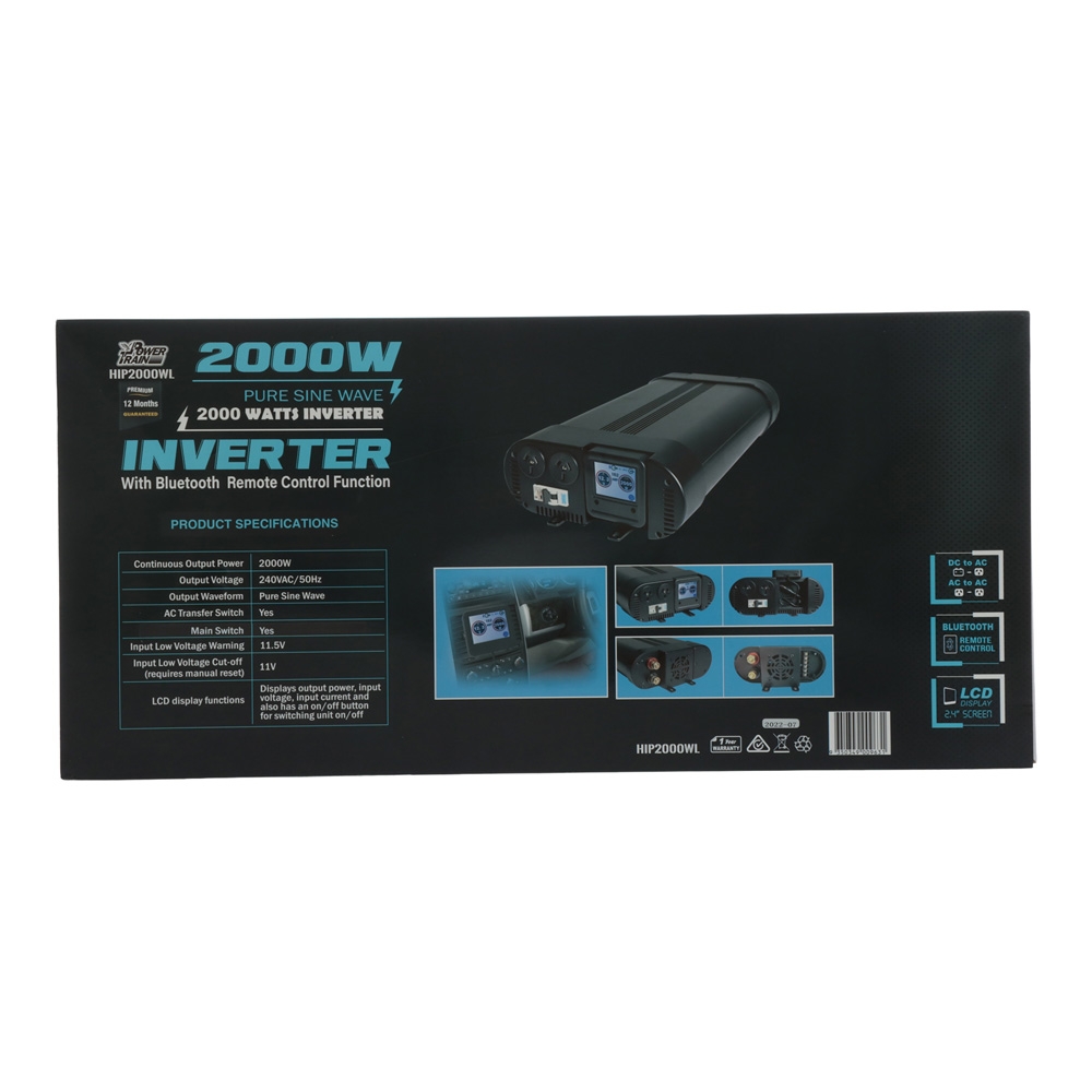 Powertrain Pure Sine Wave Inverter with Bluetooth Control 2000W