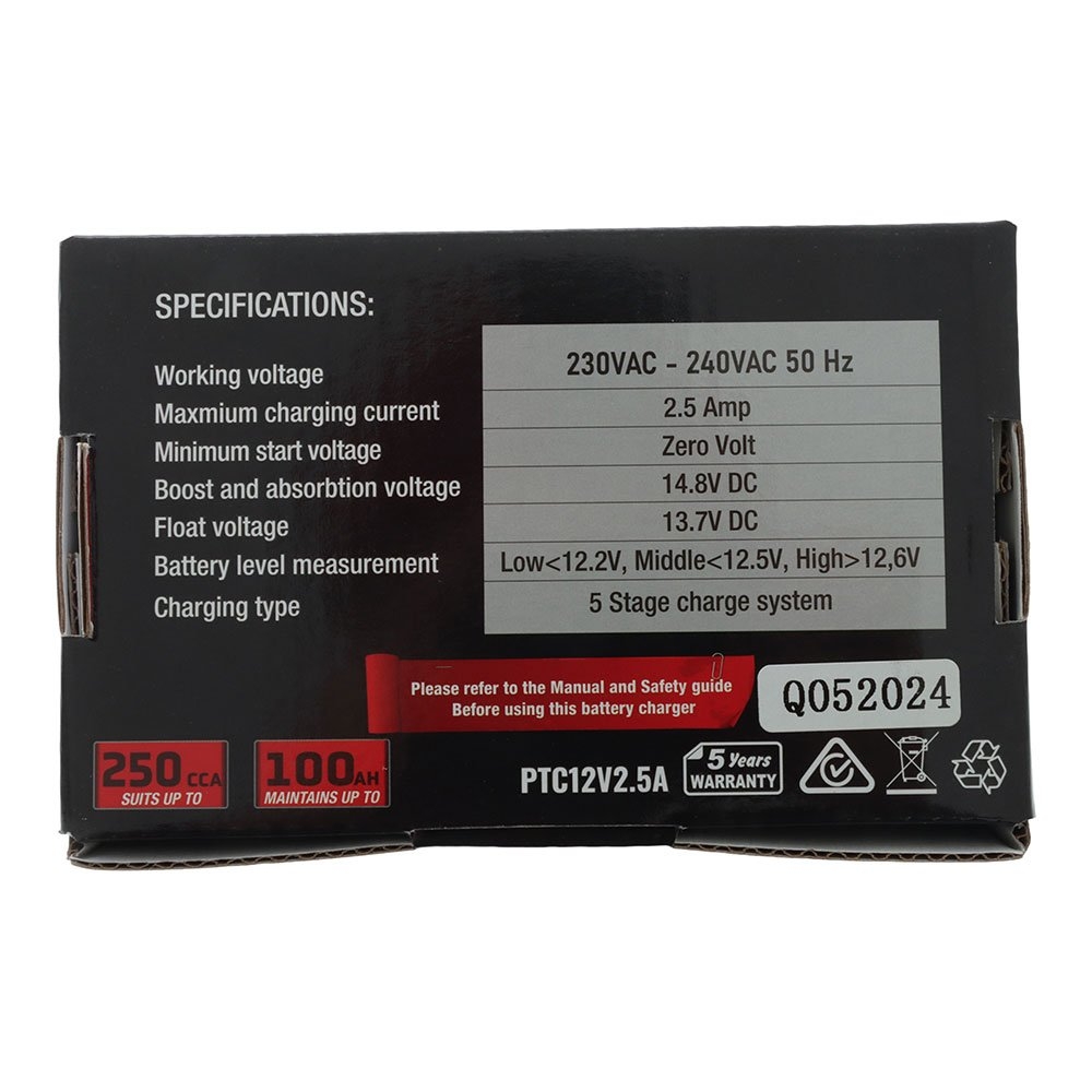 Powertrain 5-Stage Battery Charger 12V 2.5A